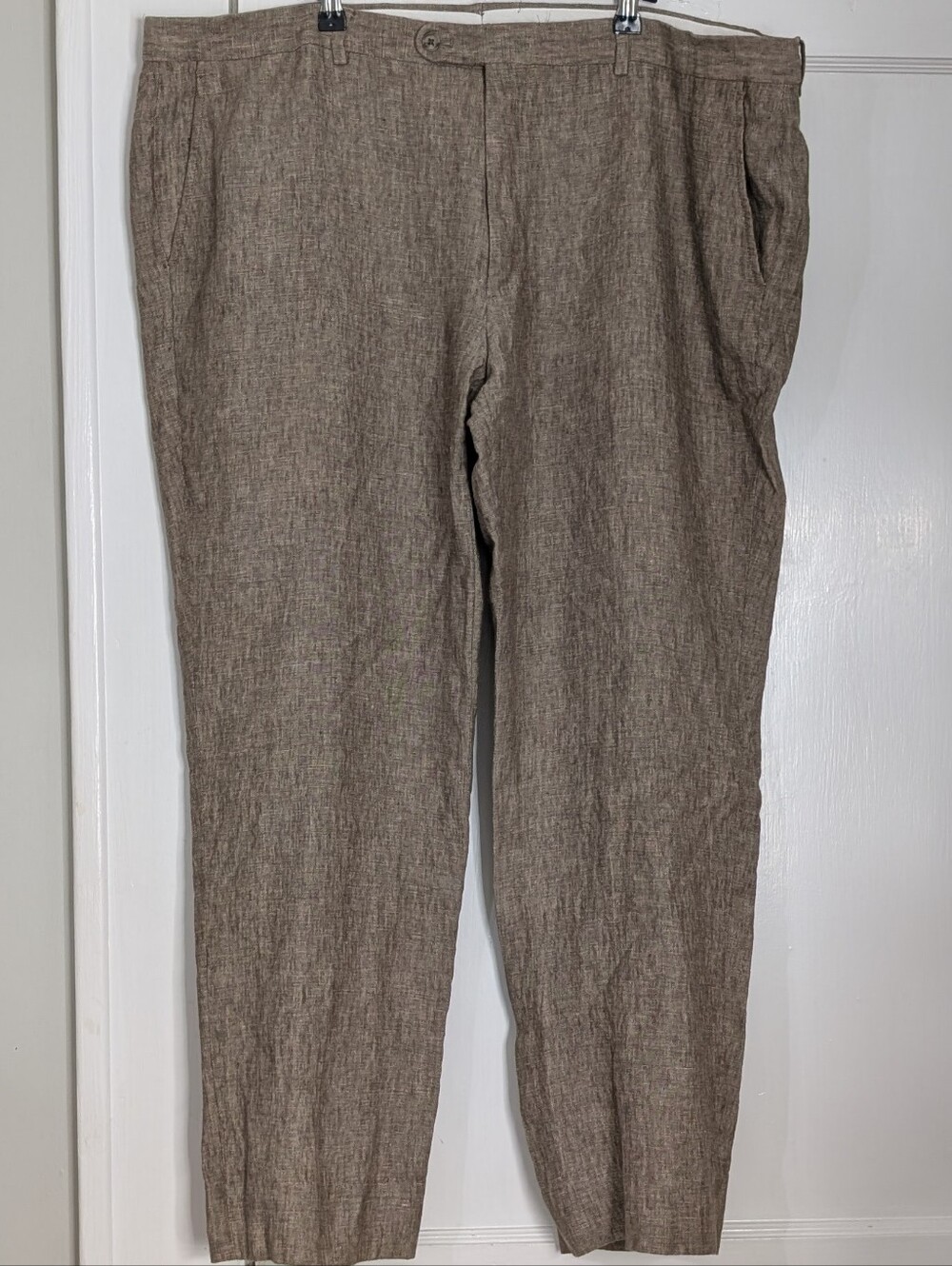 Joseph Abboud Men's Dress Pants 100% Linen Light Brown Beige 42/32 Lightweight